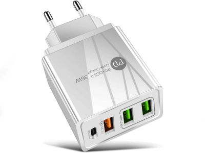 Cargador para Telefono Movil Rápido USB C de 36 W con 4 Puertos de Carga USB tipo C 3.0 Compatible con Samsung S10/S9/S8/Plus iPhone XS/Max/XR/iPhone11 Tableta Auriculares Smartwatch Envio Gratuito