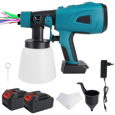 Pistola de Pintura Eléctrica Inalámbrica de 1000 ml, Adecuada para Recubrir Puertas, Ventanas, Paredes, Cercas, Terrazas, Techos, Pisos, Armarios, Muebles para el Hogar