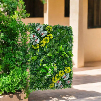 Paneles de pared de plantas artificiales, paneles de pared de seto de boj, pantalla de privacidad, valla, telón de fondo para decoración de jardín y patio trasero, 1 ud.