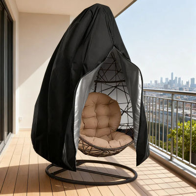 Funda para silla de jardín 210D, funda para silla columpio de mimbre en forma de huevo, impermeable, resistente a los rayos UV, duradera funda para silla para exteriores