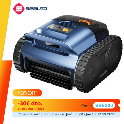 Aspiradora de piscina Seauto, 3 modos para piscinas enterradas/acotadas hasta 2150 pies cuadrados. Pie., dura hasta 150 minutos, escalada en pared, motor sin escobillas de 180 W