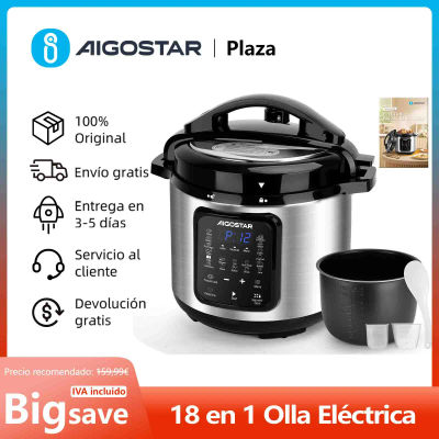 Olla a Presión Eléctrica 6L, Robot de Cocina Multifunción 18 en 1, Programable 24h, 3 Presiones, Pantalla LED, 4 Accesorios