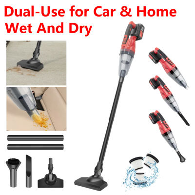 Aspiradora de mano inalámbrica de 21 V, con una potente succión de 5500 PA, ideal para usar en el coche y en el hogar, con luz LED, filtro lavable y boquillas 2 en 1.