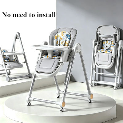 Silla de Comedor Multifuncional para Niños, Ajustable 2 en 1, con Ruedas Cardánicas Suaves, Plegable, Reclinable, para Bebés