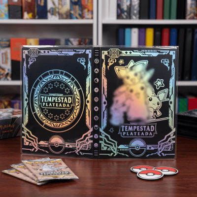 Carpeta de Cartas Pokémon Dorada y Plateada con Nueve Compartimentos, Álbum Coleccionable de Pikachu para 540 Cartas, Regalo de Cumpleaños para Niños