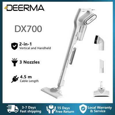 Aspiradora Deerma DX700 180 ° Aspiradora 2 en 1 con 3 Cepillos Giratorios, 600W, 15000Pa de Succión Potente para Pelo de Mascotas, Hogar y Auto