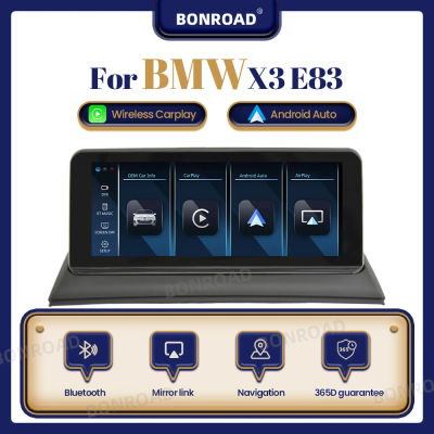 BONROAD 10,25 ''reproductor Multimedia inalámbrico CarPlay Radio de coche para BMW X3 E83 con Android auto Bluetooth GPS pantalla táctil