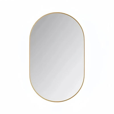 Mueble con espejo ovalado para instalación o montaje en pared, con estantes ajustables, 85x51,5x12 cm, Dorado