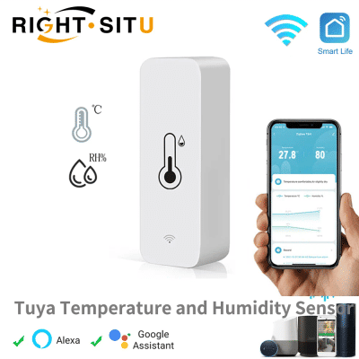 Sensor Inteligente de Temperatura y Humedad Tuya, Monitor Remoto por WiFi para Hogar Inteligente, Compatible con SmartLife, Alexa y Asistente de Google