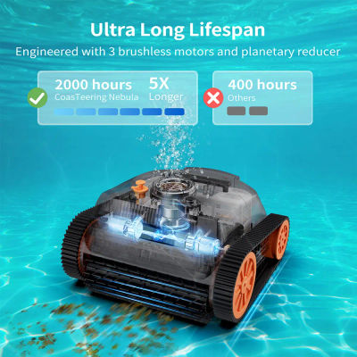 Limpiador Robótico Inalámbrico para Piscinas, Aspiradora Automática para Piscinas, Limpieza de Líneas de Agua y Paredes, Navegación Inteligente, Motor sin Escobillas, 180 Minutos de Autonomía, Robot