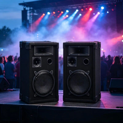 Ces 2 Altavoces de Escenario Pasivos Profesionales de 800W Negros, Dimensiones 28,5 X 24,5 X 47 cm, con Woofer de 8 Pulgadas y Tweeter Preciso Caja robusta con asa y protectores de esquinas,