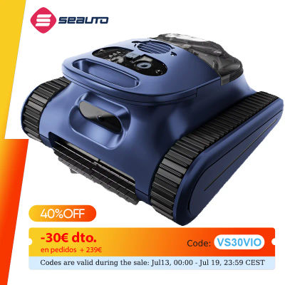 Aspiradora robótica para piscina Seauto Crab Pro, robot para escalar paredes, adecuado para paredes y suelos de 2000 pies cuadrados