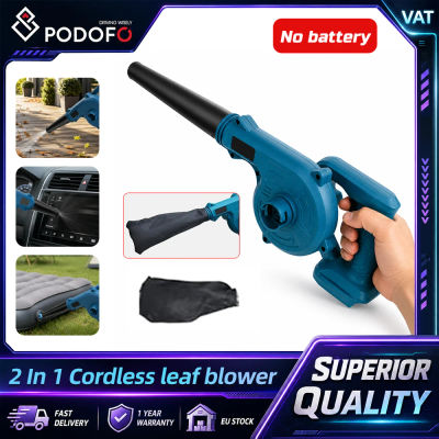 Soplador de hojas inalámbrico portátil Podofo 2 en 1, soplador y aspirador de hojas inalámbrico portátil, soplador de aire eléctrico recargable para el cuidado del césped, patio, hojas sopladas y