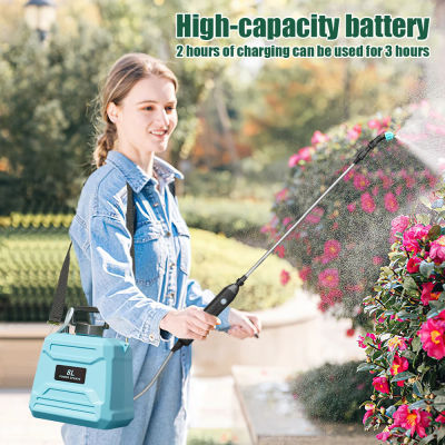 Pulverizador Eléctrico de Jardín de 5/8L, Pulverizador de Agua para Plantas con Mochila Recargable por USB, Varilla Telescópica y Kit de Múltiples Boquillas