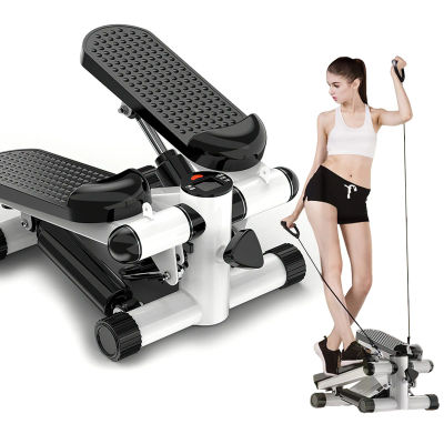 Mini Stepper para Ejercicio en Casa con Bandas de Resistencia, Máquina de Escaleras Hidráulica, Monitor LCD para Entrenamiento Cardiovascular y Pérdida de Peso