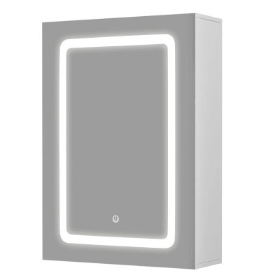 Mueble de Baño con Espejo e Iluminación LED, Montaje en Pared, 50X16X70 Cm, Blanco [Clase Energética E]