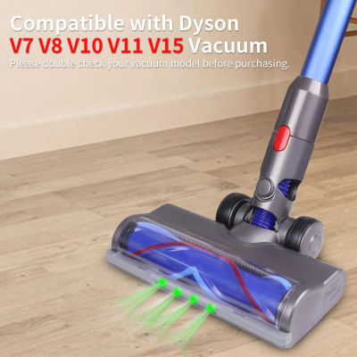 Cabezal de aspiradora para Dyson V7 V8 V10 V11 V15 con faro LED verde y piezas de repuesto de cepillo giratorio