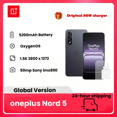 Teléfono Inteligente OnePlus Nord 5, Pantalla AMOLED de 6.83 Pulgadas, Snapdragon 8s Gen 3, Cámara Dual de 50 MP, Batería de 5200 mAh, con Cargador de 80 W
