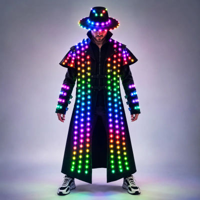 Decoración de fiesta de escenario, vestido elegante de fiesta, Robot de baile LED, traje luminoso, trajes Rave, ropa de actuación brillante