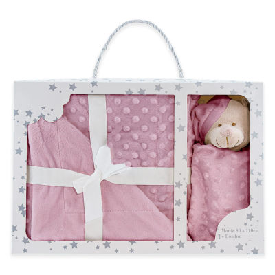 Manta Burbuja y Dou Dou Osito Manta extrasuave + doudou Osito Tacto Aterciopelado, Set de Regalo Bebe, Lavable, Textura en Relie