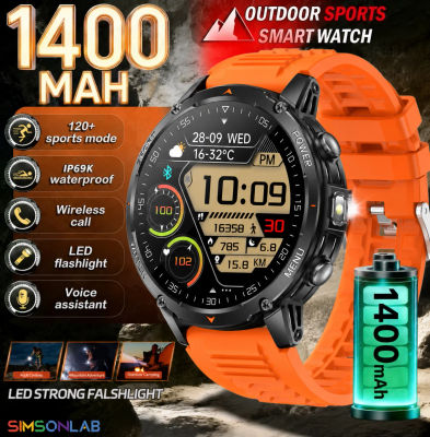 Reloj Inteligente Militar 2026 para Hombre, Batería Ultra Larga de 1400mAh, Resistente al Agua 10ATM, Llamadas Bluetooth, Linterna, Monitor de Ritmo Cardíaco, Fitness