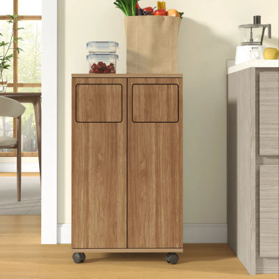 Gabinete con Ruedas para Clasificación de Basura, Contenedor de Basura para Cocina, Gabinete de Almacenamiento Oculto de Doble Puerta con Ruedas, Muebles para Cocina y Comedor
