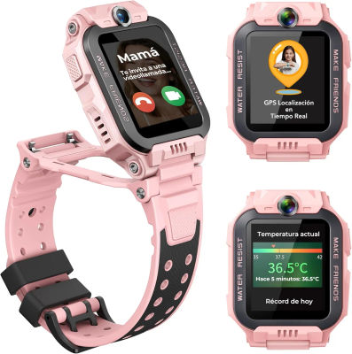imoo Z7 Reloj Inteligente Niño, Smartwatch Niños con GPS Y llamadas con Videollamada, Chat Familiar, 4G Reloj Niña for Kids, Localización En Tiempo Real Y Resistencia al Agua IPX8, Doble Cámara,Rosado