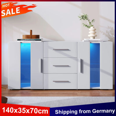 Anajqaqia Mueble para TV de 140x35x70 cm, aparador, cómoda, mesa consola, mueble de almacenamiento con luz LED para comedor/sala de estar