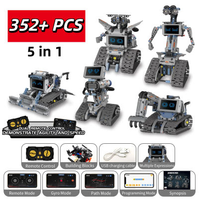 Bloques de construcción 5 en 1 MOC, aplicación técnica programable, Control remoto, Robot deformado, vehículo RC, excavadora, Bulldozer, juguetes de ladrillos