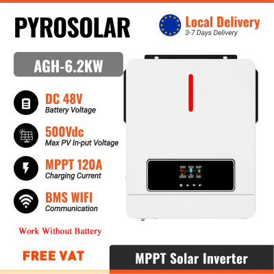 Inversor Solar Híbrido PYROSOLAR de 6.2KW con Cargador Solar MPPT de 120A, 48V 230VAC 6200W, Salida a Red, Onda Sinusoidal Pura, Monitor Remoto Inalámbrico Opcional