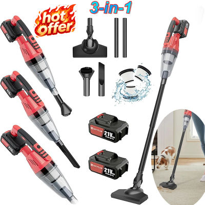 Aspiradora Inalámbrica 2 en 1 con 2 Baterías, Luz LED, Ligera para Coche y Hogar, para Pisos de Madera y Pelo de Mascotas, Aspiradora de Mano con Gran Potencia de Succión