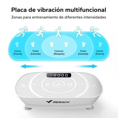 MERACH Plataforma Vibratoria,Plaque Vibrante Oscillante,Altavoz Bluetooth, Pantalla LCD,con 10 niveles de selección de velocidad de vibración,Plataforma Vibración Muscular para Hacer Ejercicio en Casa