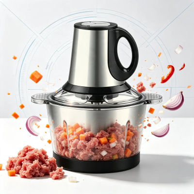 Picadora de Carne Eléctrica 3,8L Acero Inoxidable 304, 1800W Alta Potencia, 2 Velocidades, Cuchillas de 3 Hojas, Robot de Cocina para Picar Carne Verduras y Especias