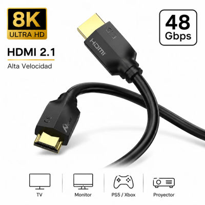 Cable HDMI 2.1 8K 48Gbps 2M Ultra HD Compatible con PS5 PS4 Xbox TV Monitor Proyector