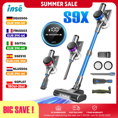 Inse S9X Aspiradora sin Cable, 70KPa 400W, Taza de Polvo de 1 L, 3 Colores de Luces para Mostrar la Energía Restante, Batería Extraíble, para Pelo de Mascotas, Alfombra, Suelo Duro