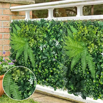 Panel de pared de césped Artificial con flores, planta Artificial, pantalla de seto de privacidad, telón de fondo de hierba, pared verde, decoración interior del hogar