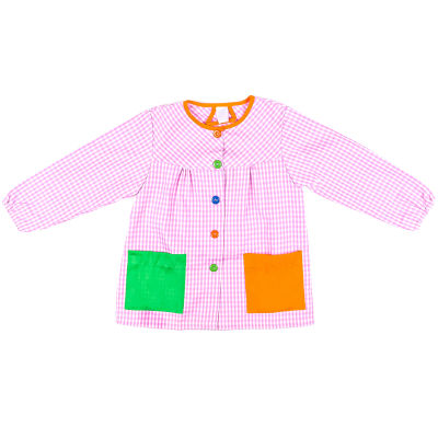 Bata Escolar Infantil Baby Cuadros Multicolor Unisex niño niña Babi Guardería Colegio Botones Varios Tallas Colores
