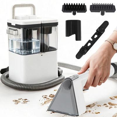 Máquina Portátil de Limpieza de Alfombras, Aspiradora para Sofá, Cortinas y Autos, con Pulverización y Succión Integradas, 12Kpa