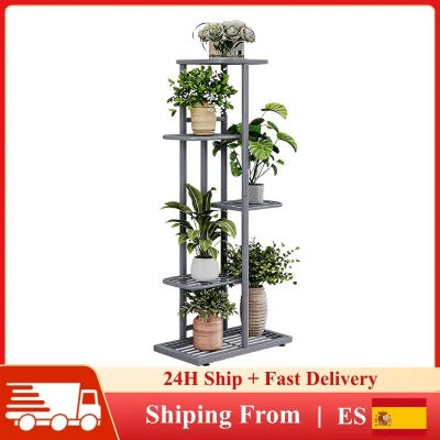 Soporte de Metal de 5 Niveles para Plantas, 6 Macetas, Estante para Flores de Hierro Resistente a la Oxidación, Estante para Plantas de Alta Resistencia, Soporte de Exhibición para Interiores,