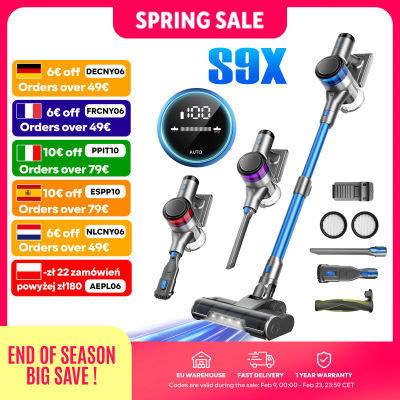 Inse S9X Aspiradora sin Cable, 70KPa 400W, Taza de Polvo de 1 L, 3 Colores de Luces para Mostrar la Energía Restante, Batería Extraíble, para Pelo de Mascotas, Alfombra, Suelo Duro