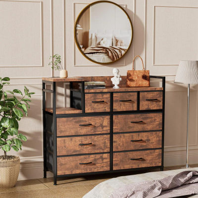 Mueble de almacenamiento con 9 cajones de tela con diseño de tigre, con base de MDF y metal, estantería de 102,5x32x18,5 cm para la entrada.