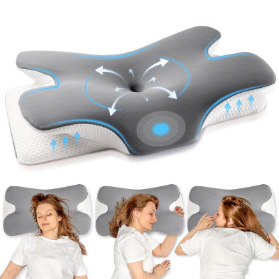 Almohada Cervical Ergonómica, Almohada Inodora para Dormir Profundamente, Almohada Refrescante para Dormir de Lado, Boca Arriba o Boca Abajo