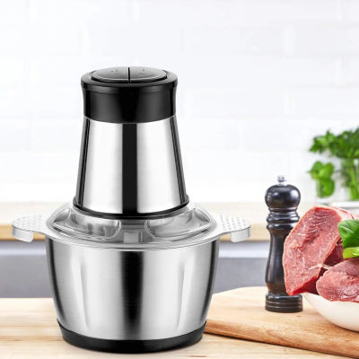 Picadora de Carne Eléctrica de 2L, Trituradora de Alimentos de Acero Inoxidable 304, Rebanadora Multifuncional de Vegetales, Picadora, Procesador de Alimentos para Bebés