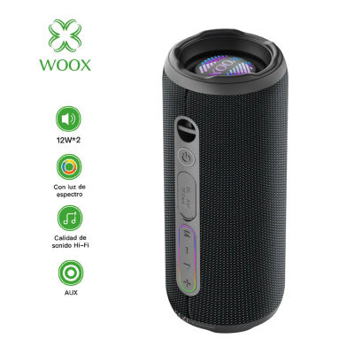 Altavoz Bluetooth WOOX con Luces RGB Dinámicas, Función TWS para Sonido Estéreo Envolvente, Batería de Duración (Hasta 8h)