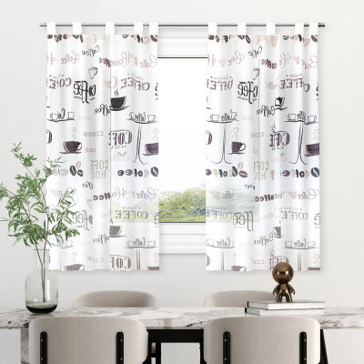 Cortina Transparente para Cocina con Estampado Frutas, Plantas y Utensilios, Tela Ligera Translúcida, Varios Tamaños 100x140 /140x140 /140x180 /140x220cm,Cortina Corta con Ojales para Ventana de