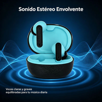 Auriculares Inalámbricos Bluetooth Intrauditivos, Reproducción Estéreo, Micrófono Integrado, Uso Diario, Deporte y Trabajo