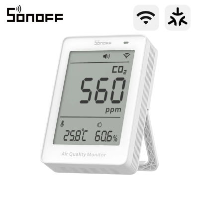 SONOFF SAWF-08P AirGuard CO2 Matter Over WiFi, Monitor de Calidad del Aire, Medidor de Temperatura y Humedad, Alarma de Sonido y Luz, Datos Históricos