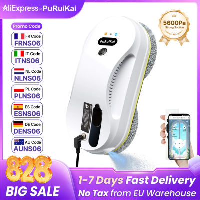 Robot Limpiacristales Inteligente PuRuiKai 09 con Pulverización Automática, Motor Potente de 5600Pa y Protección de Seguridad de 5m