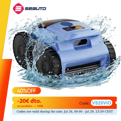 Aspiradora de piscina Seauto, 3 modos para piscinas enterradas/acotadas hasta 2150 pies cuadrados. Pie., dura hasta 150 minutos, escalada en pared, motor sin escobillas de 180 W