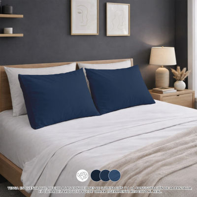 Pack 2/4 Fundas de Almohada con Cierre de Sobre, 100% Poliéster Suave Transpirable, Sin Cremallera, Varios Tamaños y Colores Sólidos, Funda de Almohada Individual para Hogar y Hotel
